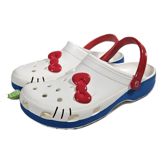 Crocs Hello Kitty Iam Classic Clog White Blue Red Men\'s Size 11 209438-100 main image 6